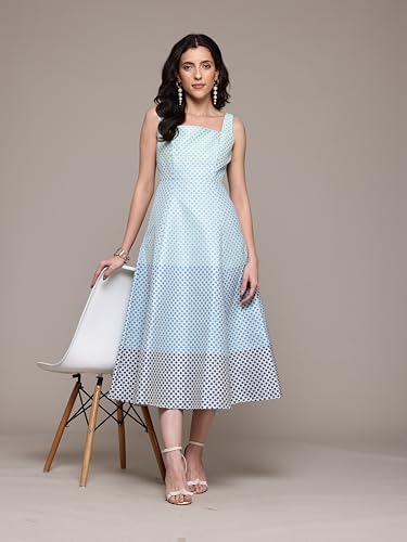 Label RITU KUMAR Blue Eloise Jacquard Long Dress