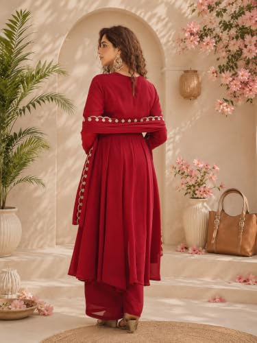 Leeli Peeri Designer Women's Georgette Embroidery Work Kurta Set With Dupatta.