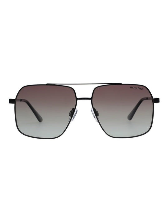 Tommy Hilfiger Sunglasses | Brown Lens | Black Frame | Full Rim Navigator Shape Branded Latest and Stylish Polarized Eyewear | 100% UV Protection | Men Sunglasses| Size Medium | TH 1579PL N C3