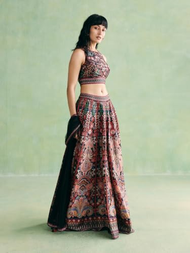 Aarke Ritu Kumar Black Festive Blouse With Lehanga And Dupatta