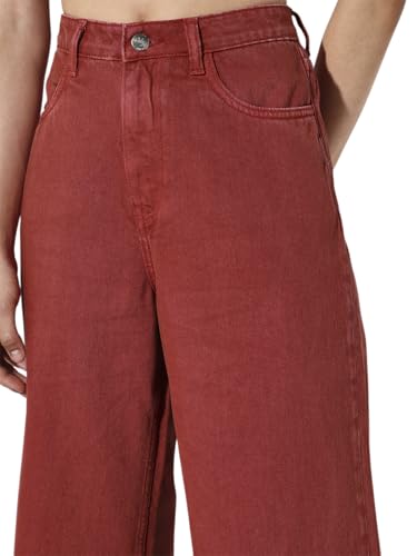 ONLY Women's Solid Wide Leg High-Rise Red Jeans