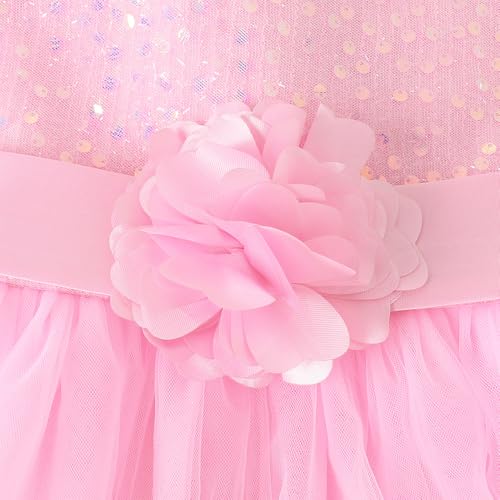 Hopscotch Girls Pink Short Sleeves Sequin Embellished Dress for Age (18-24 Months)