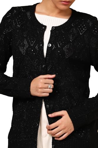 Soch Womens Black Acrylic Crochet Cardigan