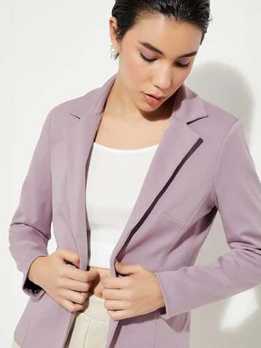 Max URB_N Women Solid Open Front Blazer (Lilac_L)