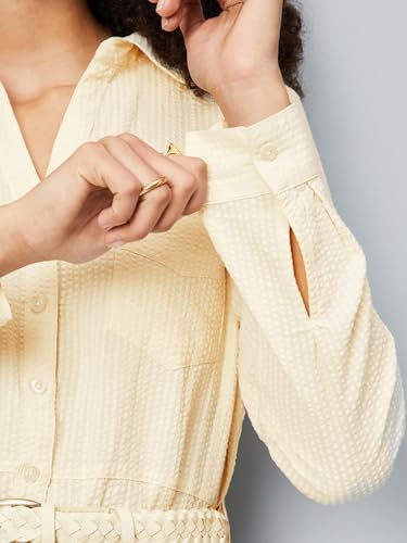 Max Women's Pure Cotton A-Line Midi Dress (SEER2D_Beige