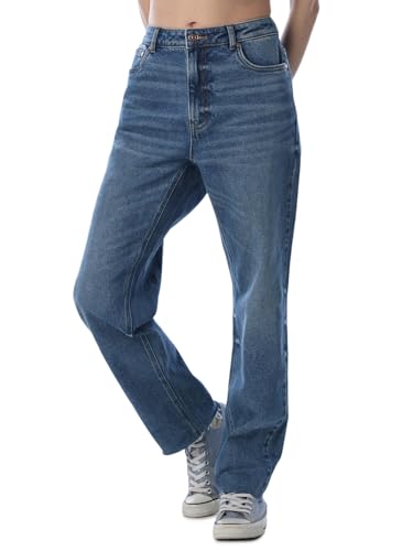 ONLY Women Solid Straight Fit High-Rise Blue Jeans