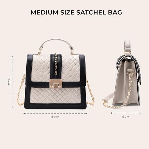 Symbol Premium Women's Satchel Hand Bag crafted from Imported PU | Stylish | Ladies Purse (SP-SS25-CARL-BAG-05_Cream_Free Size)