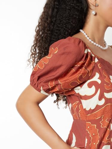 Max Women Printed Midi Dress (Red_XL)