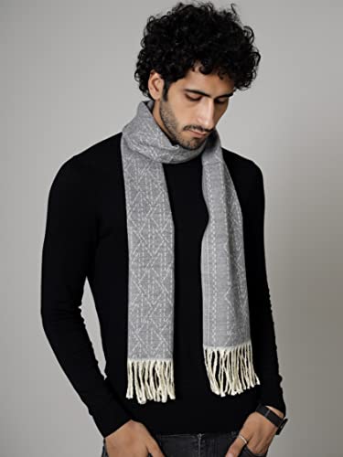 Ravaiyaa - Attitude is everything Casual Wear Scarf Indian Handmade Pure Wool Winter Muffler For Men's (Grey)