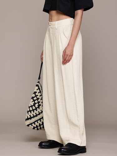 Label RITU KUMAR White Angie Flared Solid Pants