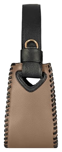 eske Snow Whip Handbag for Women | Stylish Vegan Leather Shoulder Bag with Top Zip Closure | 3 Compartments, Slip Pockets & Magnetic Snap Sides | Detachable Strap | Elegant Tote Purse (Black Stone)