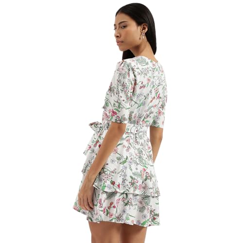 UNITED COLORS OF BENETTON V-Neck Floral Print Dresses (Size XS)-24A4DRESS051I74J White