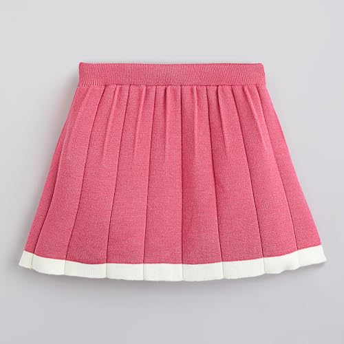 Hopscotch Girls Full Sleeves Pink 2-Pc Floral Applique Sweater & Skirt (18-24 Months)