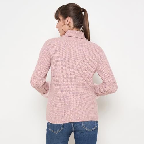 Madame Women Solid Peach Sweater