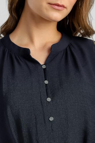 Women Navy Solid Knee Length Casual Dress