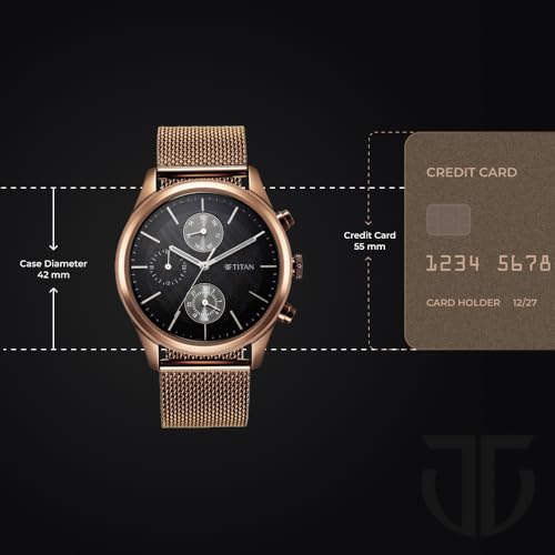 Titan Neo Splash Quartz Analog with Day-Date Black Dial Metallic Brown Stainless Steel Strap Watch for Men - NT1805QM05