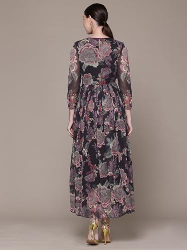 Aarke Ritu Kumar Black Moonflower Embroidered Long Dress