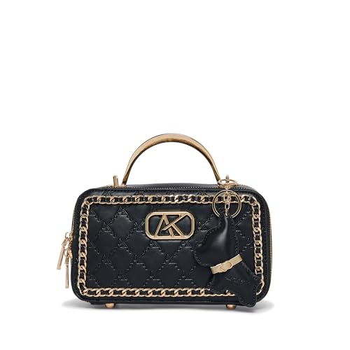 Akiki London Women's Harrow 21 Small Box Satchel Handbag|comes with Dog Charm|Top Grab Handle|Metal Finish|Stylish Ladies Purse|Party Clutch for Women