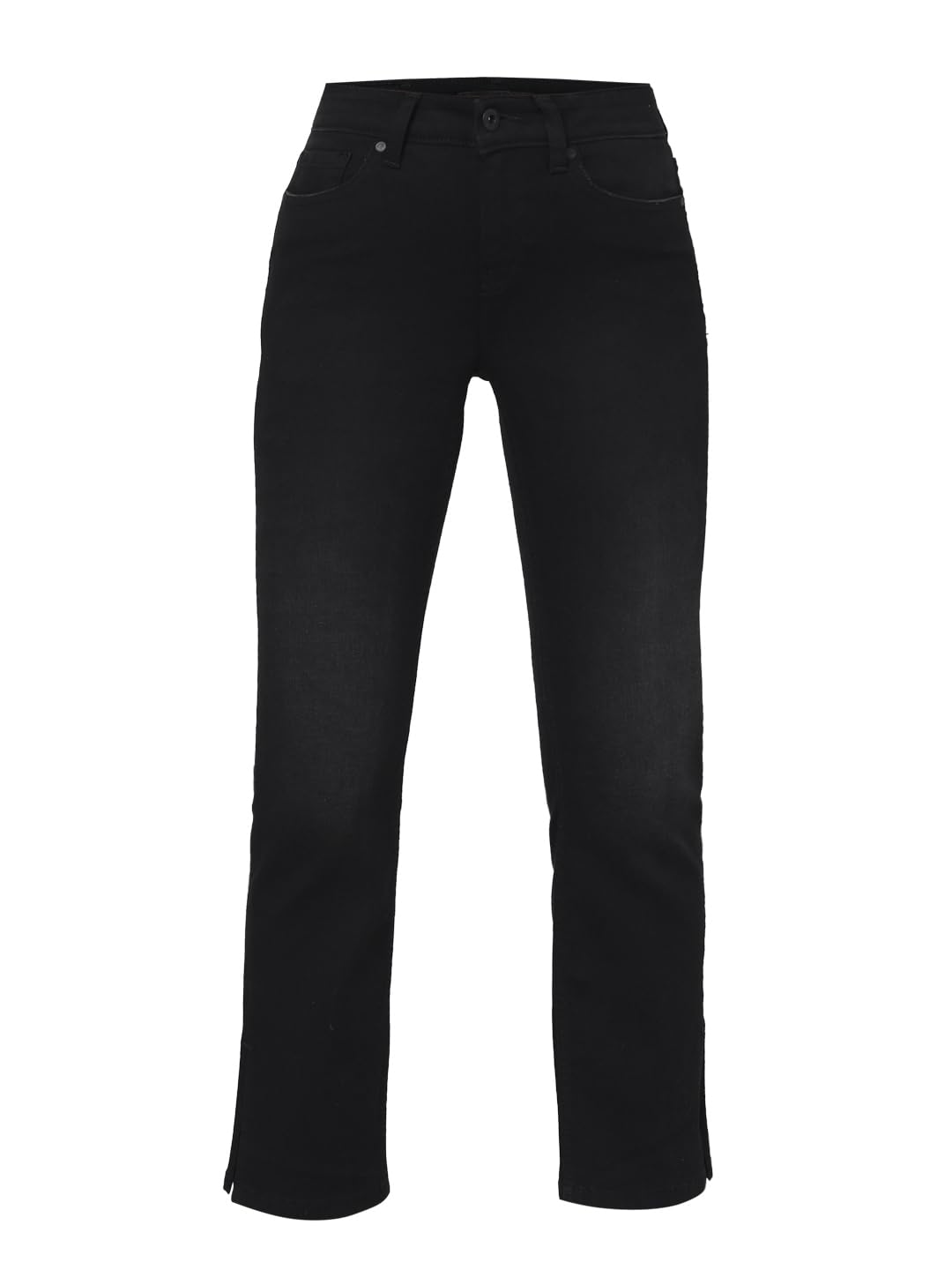 VERO MODA Women Solid Black Cotton Boot Cut Mid Rise Jeans