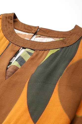 Ritu Kumar Round Neck Half Sleeves Long Dress Brown