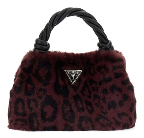 GUESS Wine Animal Print Shaida Top Handle Crossbody Bag
