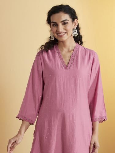 BIBA Viscose Rayon Printed Straight Semi-Formal Kurta With Palazzo