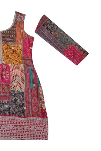 Soch Womens Fuchsia Chinon Abstract Print Suit Set With Zardosi