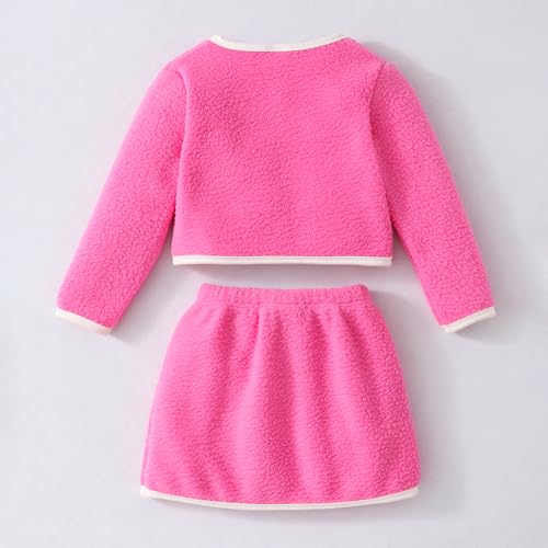 Hopscotch Girls Full Sleeves Pink 2-Pc Textured Skirt Set For Age (4-5 Years)