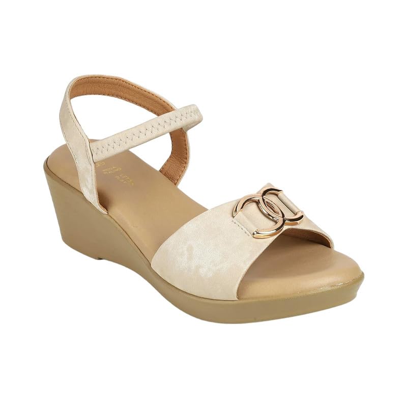 tresmode RERUN Cream Women's Dress Wedge Sandals in Size 3 UK / 36 EU