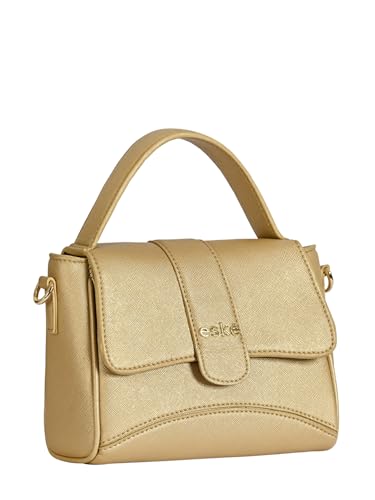 eske Anastasia Vegan Leather Satchel (Gold Saffiano)