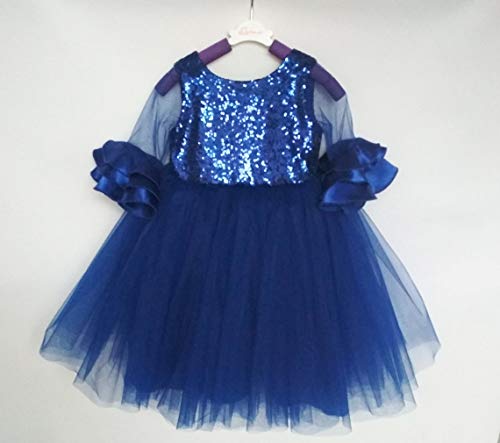 PINK WINGS Baby Girl's Royal Blue Frock (2-3 Years, Blue)