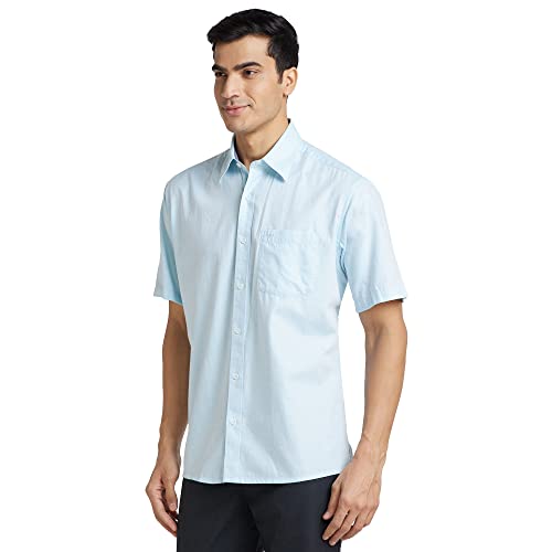 Color Plus Men's Half Sleeve Classic Fit Medium Blue Casual Shirt