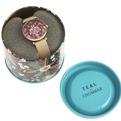 TEAL BY CHUMBAK Round Dial Analog Watch for Women|Peacock Peeper Collection| Stainless Steel Strap|Gifts for Women/Girls/Ladies |Stylish Fashion Watch for Casual/Work - Pink