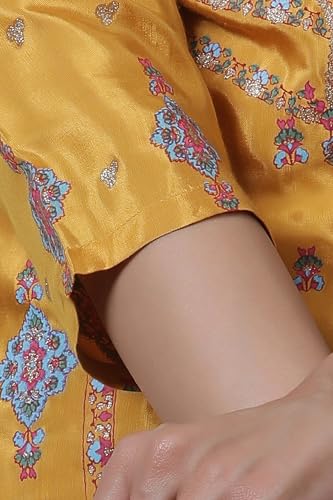 W for Woman Glitter Printed Shantung Straight Kurta And Pants Set