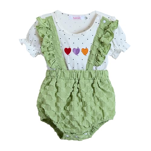 Hopscotch Girls Short Sleeves White Heart Embroidered Bodysuit For Ages (9-12 Months)