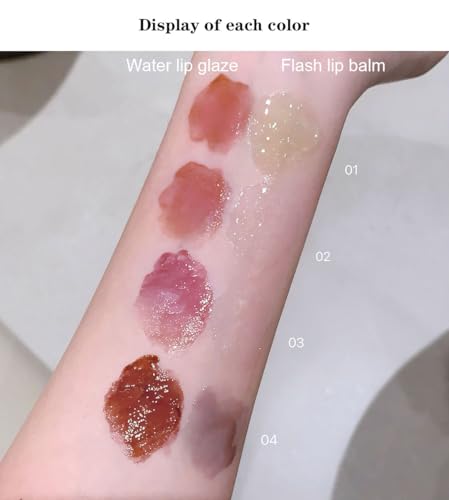 Cappuvini Forest Secret Double Headed Lip Glaze | Water Light Single-Coated Formula | Long Stay Waterproof Lips Care | Longlasting Shades Light Pink Nude Red-Brown | Moisturizing Lip Blam with Glossy High Shine Finish | Cute Floral Packaging for Teen Girl