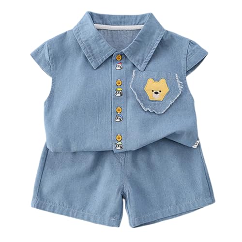 Hoscotch Boys Solid Blue Short Sleeves Short Set For Ages(2-3 Years)