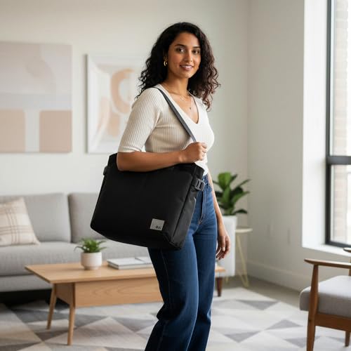 DailyObjects Recycled PET Dual Color Key Tote Bag For Women & Girls | Stylish Ladies Purse for Everyday Essentials | Fits any Laptop Upto 15.6 Inch | Padded Laptop Compartment - (Space Black)