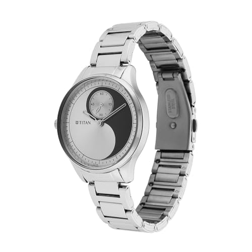 Titan Classique Plain 3 Hands Black Round Dial Silver A1Stainless Steel Strap Women's Watch - 2670SM12