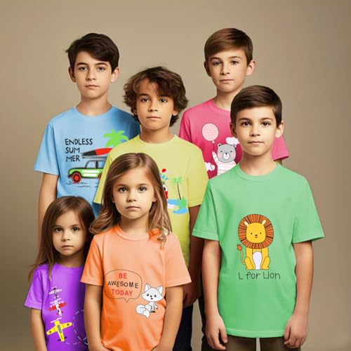 Toddylon Kids T-Shirt Combo Half Sleeve Tshirt Summer Tops Tshirts Boys & Girls Regular Fit T-Shirts Boys Half Sleeves Cotton T-Shirt Summer T Shirt for Boys & Girls Pack of 6 (12-18 Months)