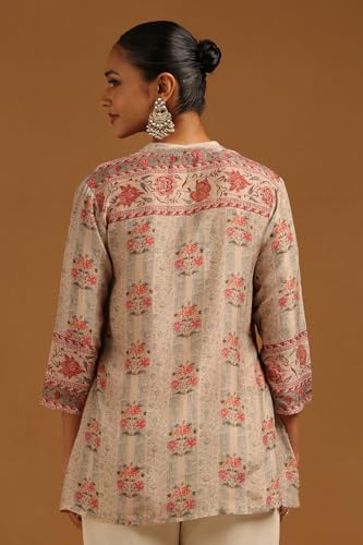 Soch Womens Beige Muslin Floral Tunic