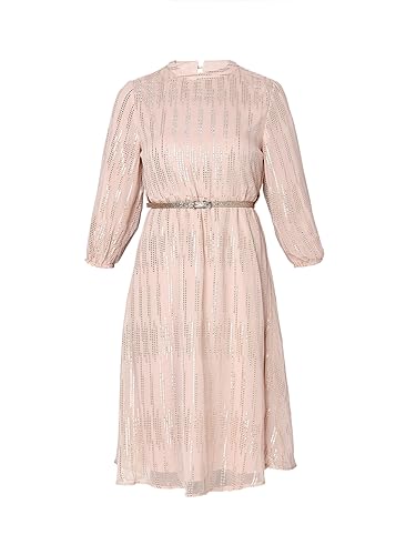 VERO MODA Women Textured Polyester Midi Beige A-Line Dress