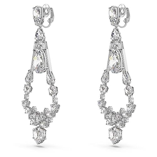 Swarovski Chandelier Clip On Earrings, White, Rhodium Plated