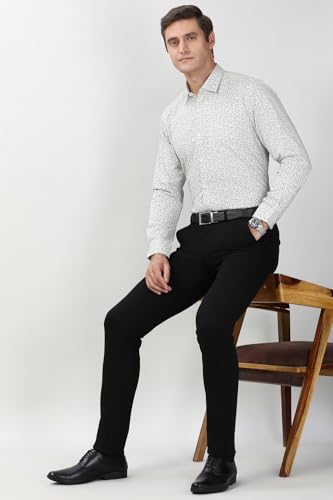 Men White Regular Fit Full Sleeves Formal Shirt