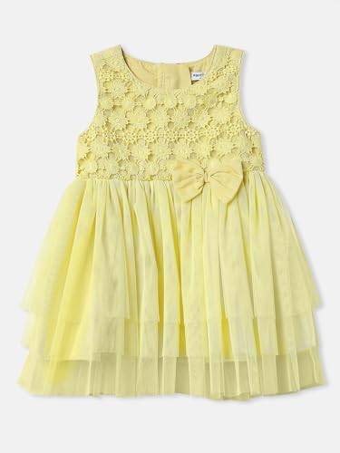 nauti nati Girl's Polyester A-Line Knee-Length Casual Dress (NNNGTW060066CW2_Yellow