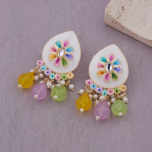 GC PREMIUM JEWELLERY Traditional Gold-Plated Meenakari Jewellery Set with Kundan and Floral Design