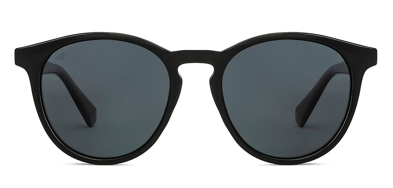 VINCENT CHASE EYEWEAR Vc S13972 By Lenskart | Full Rim Round Branded Latest And Stylish Sunglasses | Polarization And 100% Uv Protected | Men & Women | Large | (Color:-Black/Lens Grey)-Pack Of 1
