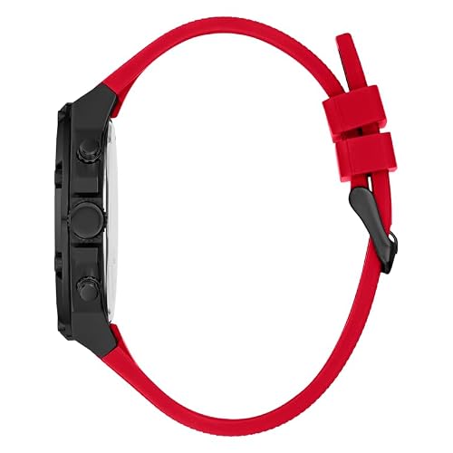 GUESS Silicone Sport Watch, Red/Black/Black, Classic