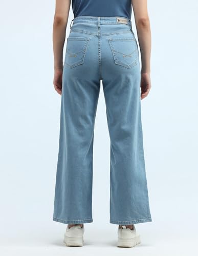 U.S. POLO ASSN. High Rise Wide Leg Jeans (UWAW24JEN268_Blue_26)