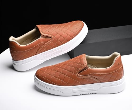 LOUIS STITCH American Tan Sneakers for Men | Lightweight Slip-On Walking Shoes for Men | Comfortable Casual Wear| Flexible, Breathable, Stylish & Durable All-Day Wear (SNK-CUSO) (Size- 7 UK)